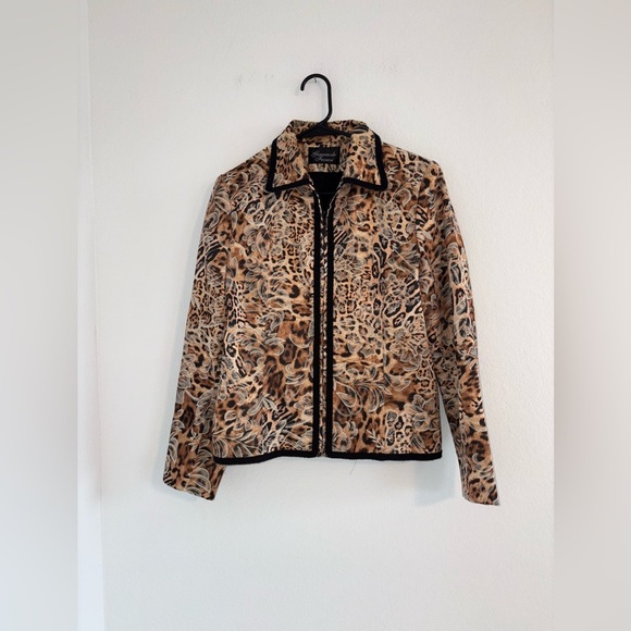 Vintage Giancarlo Ferrari Jungle Print Blazer Zip Up Jacket size 6 - Picture 9 of 16